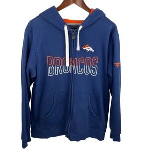NFL Fanatics | Navy Orange Denver Broncos Full Zip Hooded Sweatshirt